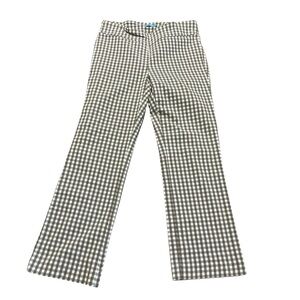 J. McLaughlin Brown White Gingham Pants Size 6 Straight Leg Summer Fall Preppy